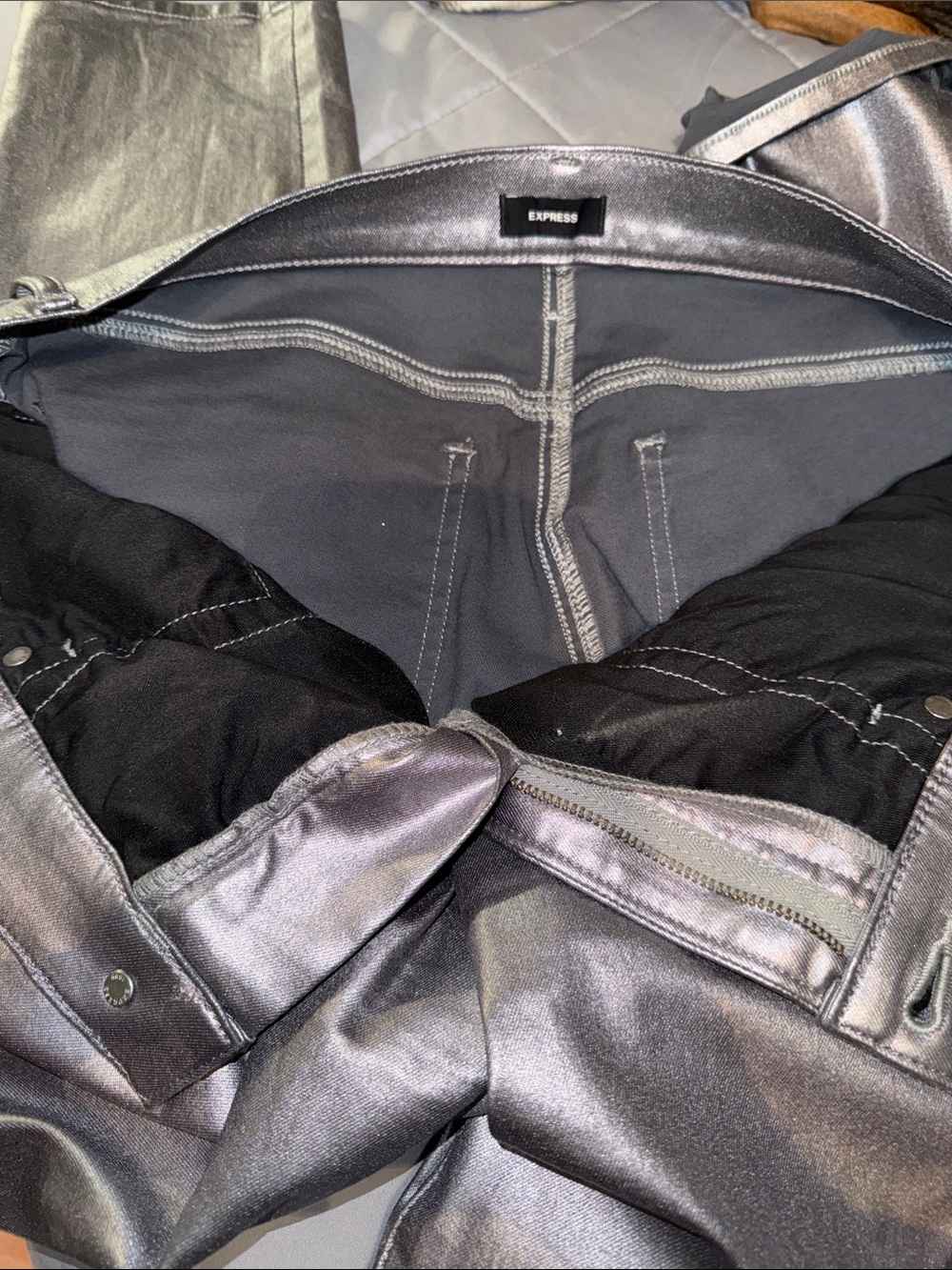 Express Metallic Silver Coated Jeans - Picture 7 of 8
